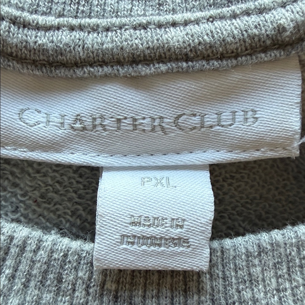 Charter Club Embroidered Le Scottie Dog Sweatshirt Gray Cotton PXL Petite - Picture 3 of 4